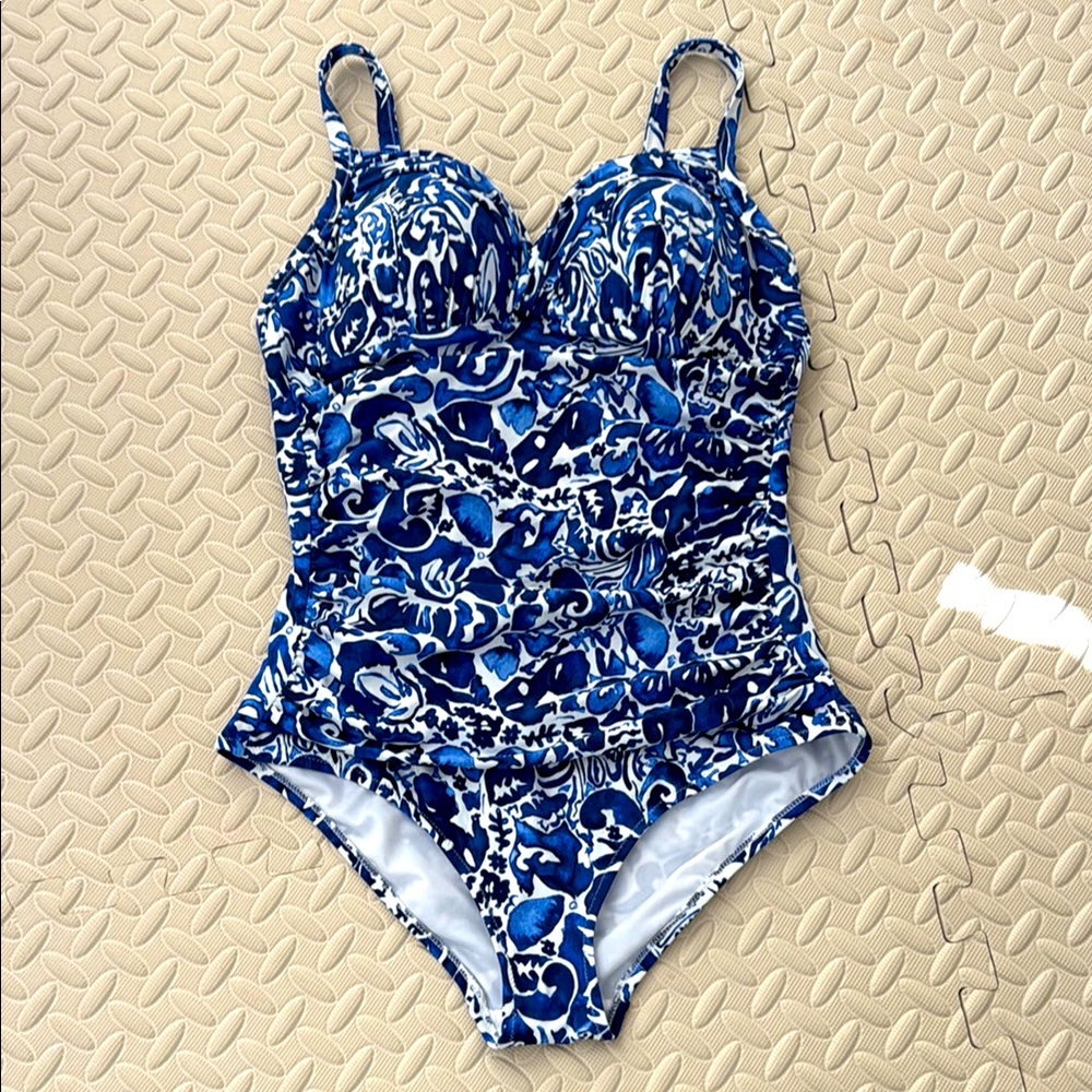 Seekers Essentials Australia Blue and White One Piece Swimsuit